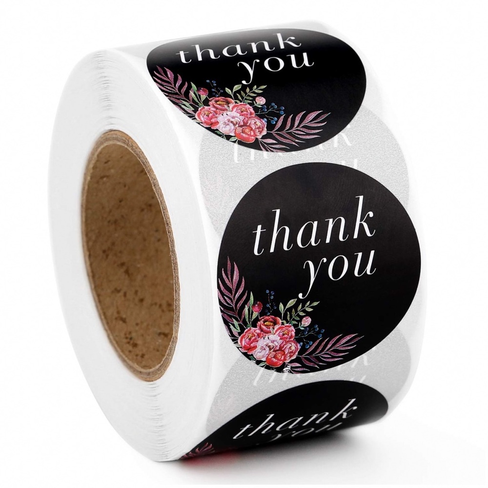 2/$20! Boxed Roll 500 Floral Thank You Stickers - Picture 2 of 7